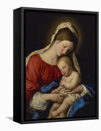 The Madonna with the Sleeping Christ Child-Giovanni Battista Salvi da Sassoferrato-Framed Stretched Canvas