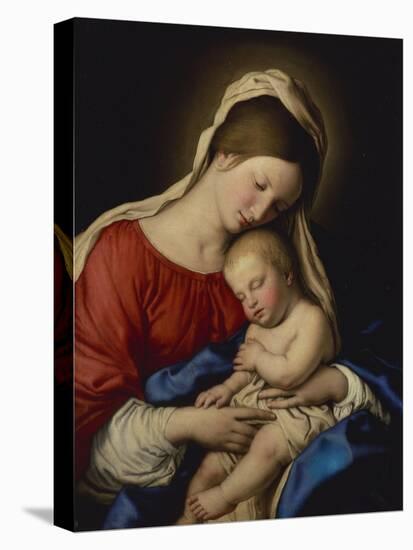 The Madonna with the Sleeping Christ Child-Giovanni Battista Salvi da Sassoferrato-Stretched Canvas