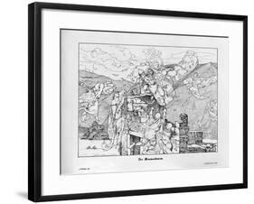 The Mäuseturm, Engraved by J. Dielmann-Alfred Rethel-Framed Giclee Print