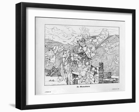 The Mäuseturm, Engraved by J. Dielmann-Alfred Rethel-Framed Giclee Print