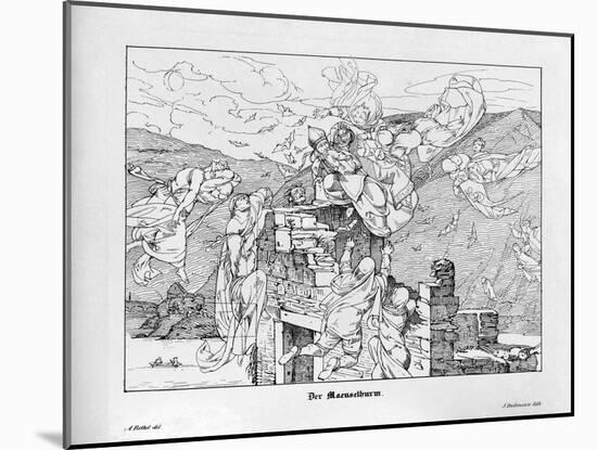 The Mäuseturm, Engraved by J. Dielmann-Alfred Rethel-Mounted Giclee Print