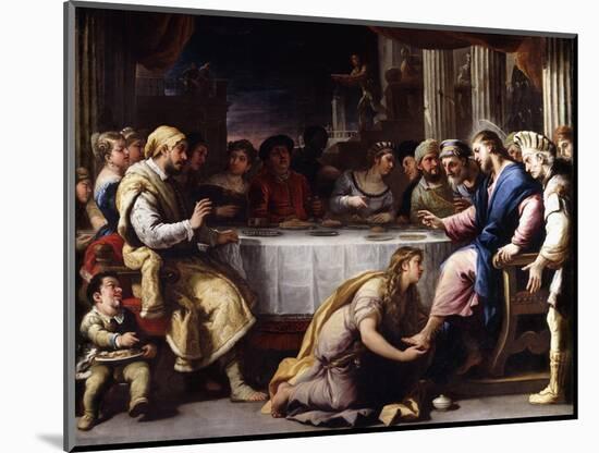 The Magdalen washing Christ's Feet in the House of Simon-Giordano Luca-Mounted Premium Giclee Print