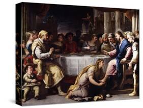 The Magdalen washing Christ's Feet in the House of Simon-Giordano Luca-Stretched Canvas