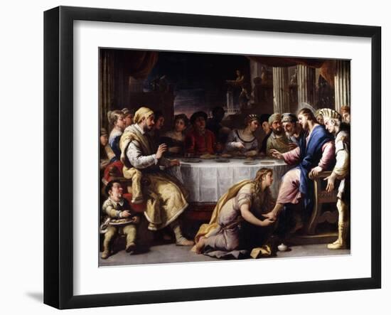 The Magdalen washing Christ's Feet in the House of Simon-Giordano Luca-Framed Giclee Print