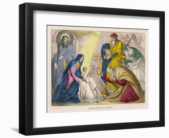 The Magi Present the Young Jesus with the Birthday Gifts They Have Brought Him-null-Framed Art Print