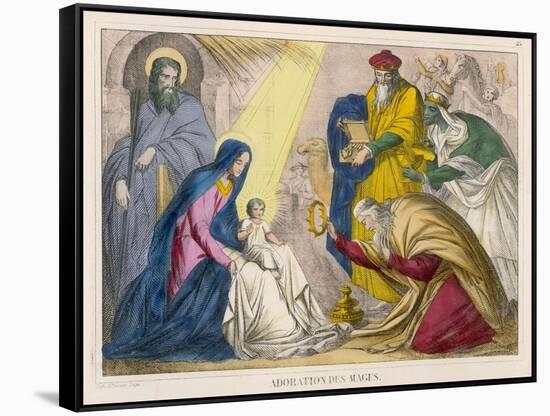 The Magi Present the Young Jesus with the Birthday Gifts They Have Brought Him-null-Framed Stretched Canvas