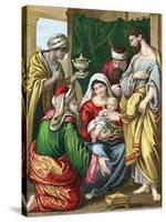 The Magi Presenting their Gifts to the Infant Jesus, C1860-null-Stretched Canvas