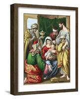 The Magi Presenting their Gifts to the Infant Jesus, C1860-null-Framed Giclee Print