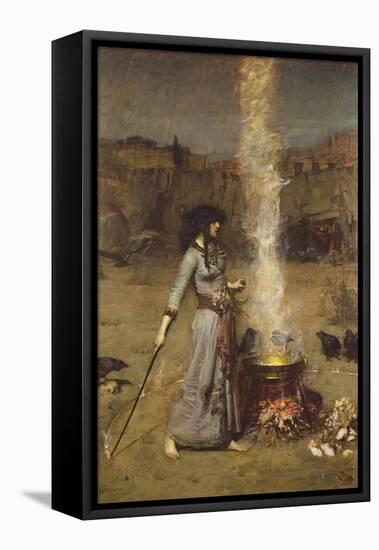 The Magic Circle-John William Waterhouse-Framed Stretched Canvas