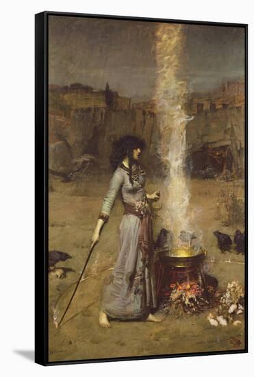The Magic Circle-John William Waterhouse-Framed Stretched Canvas