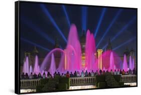 The Magic Fountain Light Show in Front of the National Palace, Barcelona.-Jon Hicks-Framed Stretched Canvas