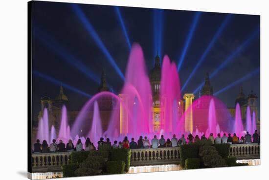 The Magic Fountain Light Show in Front of the National Palace, Barcelona.-Jon Hicks-Stretched Canvas