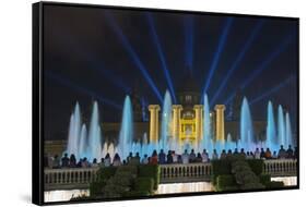 The Magic Fountain Light Show in Front of the National Palace, Barcelona.-Jon Hicks-Framed Stretched Canvas