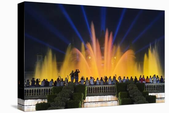 The Magic Fountain Light Show in Front of the National Palace, Barcelona.-Jon Hicks-Stretched Canvas