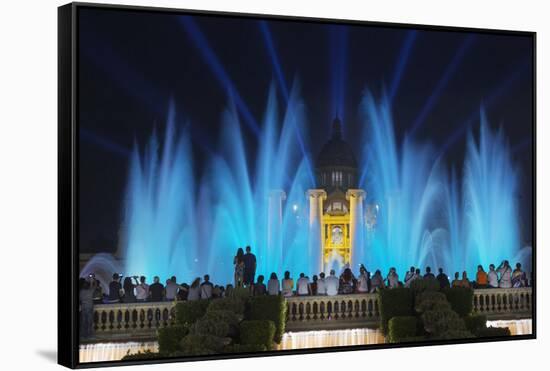 The Magic Fountain Light Show in Front of the National Palace, Barcelona.-Jon Hicks-Framed Stretched Canvas