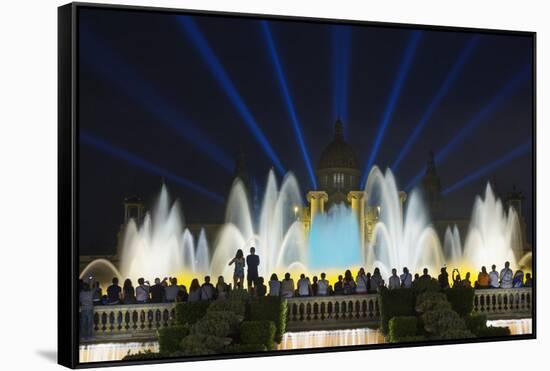 The Magic Fountain Light Show in Front of the National Palace, Barcelona.-Jon Hicks-Framed Stretched Canvas