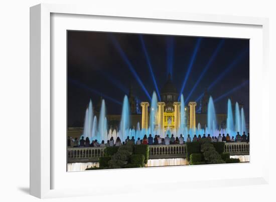 The Magic Fountain Light Show in Front of the National Palace, Barcelona.-Jon Hicks-Framed Photographic Print