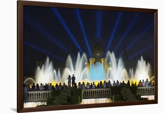 The Magic Fountain Light Show in Front of the National Palace, Barcelona.-Jon Hicks-Framed Photographic Print