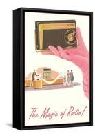 The Magic of Radio, Transistor in Pink Gloved Hand-null-Framed Stretched Canvas