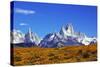 The Magnificent Mountain Range - Mount Fitzroy in Patagonia, Argentina. Summer Sunny Noon-kavram-Stretched Canvas