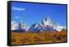 The Magnificent Mountain Range - Mount Fitzroy in Patagonia, Argentina. Summer Sunny Noon-kavram-Framed Stretched Canvas
