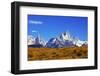 The Magnificent Mountain Range - Mount Fitzroy in Patagonia, Argentina. Summer Sunny Noon-kavram-Framed Photographic Print