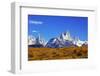 The Magnificent Mountain Range - Mount Fitzroy in Patagonia, Argentina. Summer Sunny Noon-kavram-Framed Photographic Print