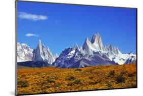 The Magnificent Mountain Range - Mount Fitzroy in Patagonia, Argentina. Summer Sunny Noon-kavram-Mounted Photographic Print