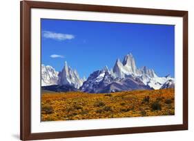 The Magnificent Mountain Range - Mount Fitzroy in Patagonia, Argentina. Summer Sunny Noon-kavram-Framed Photographic Print