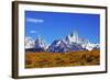 The Magnificent Mountain Range - Mount Fitzroy in Patagonia, Argentina. Summer Sunny Noon-kavram-Framed Photographic Print