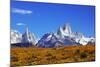 The Magnificent Mountain Range - Mount Fitzroy in Patagonia, Argentina. Summer Sunny Noon-kavram-Mounted Photographic Print