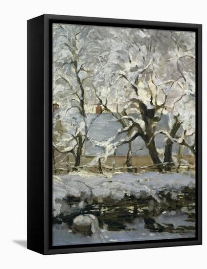 The Magpie-Claude Monet-Framed Stretched Canvas