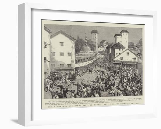 The Mahomedan and Hindu Riots in Bombay, Native Police Charging the Mob-null-Framed Giclee Print