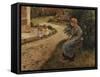 The Maid Sitting in the Garden at Eragny-Camille Pissarro-Framed Stretched Canvas