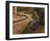 The Maid Sitting in the Garden at Eragny-Camille Pissarro-Framed Giclee Print