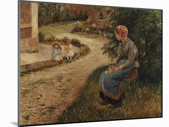 The Maid Sitting in the Garden at Eragny-Camille Pissarro-Mounted Giclee Print