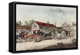 The Mail Coach Changing Horses, Engraved by R. Havell, 1815-James Pollard-Framed Stretched Canvas