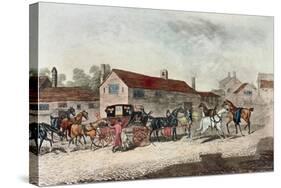 The Mail Coach Changing Horses, Engraved by R. Havell, 1815-James Pollard-Stretched Canvas