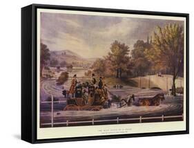 The Mail Coach in a Flood-James Pollard-Framed Stretched Canvas