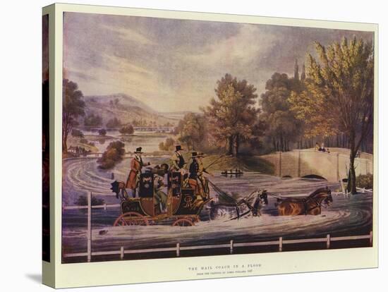 The Mail Coach in a Flood-James Pollard-Stretched Canvas