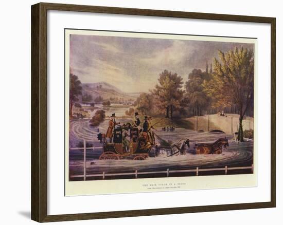 The Mail Coach in a Flood-James Pollard-Framed Giclee Print