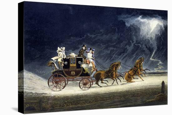 The Mail Coach in a Thunderstorm, Engraved by R.G. Reeve, 1827-James Pollard-Stretched Canvas