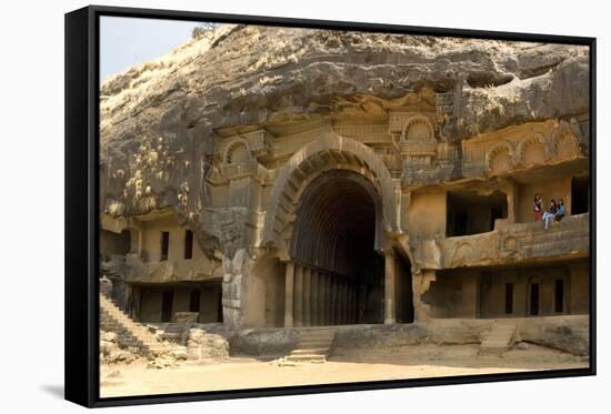 The Main Open Chaitya (Temple) in the Bhaja Caves, Excavated in Basalt, Lonavala-Tony Waltham-Framed Stretched Canvas