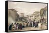 The Main Street in the Bazaar at Caubul, Fruit Season, Sketches in Afghaunistan, Engraved Haghe-James Atkinson-Framed Stretched Canvas