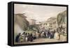 The Main Street in the Bazaar at Caubul, Fruit Season, Sketches in Afghaunistan, Engraved Haghe-James Atkinson-Framed Stretched Canvas