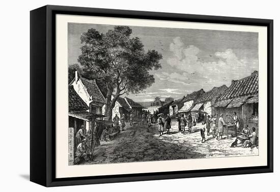 The Main Street of Hué, Capital of the Kingdom of Anam-null-Framed Stretched Canvas