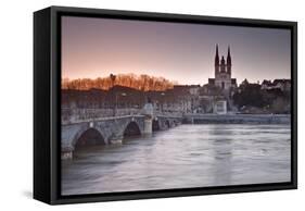 The Maine River Flowing Through the City of Angers-Julian Elliott-Framed Stretched Canvas