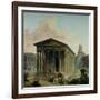 The Maison Carree with the Amphitheatre and the Tour Magne at Nimes, 1786-87-Hubert Robert-Framed Giclee Print