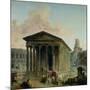 The Maison Carree with the Amphitheatre and the Tour Magne at Nimes, 1786-87-Hubert Robert-Mounted Giclee Print