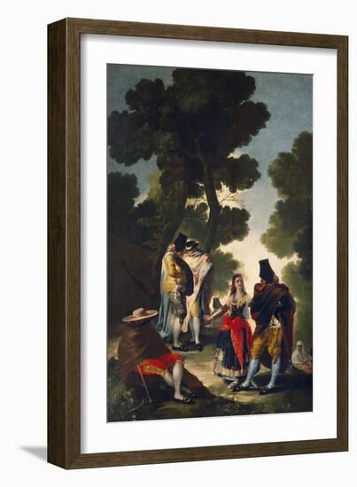 The Maja and the Cloaked Men, or A Walk through Andalusia, 1777.-Francisco de Goya y Lucientes-Framed Giclee Print